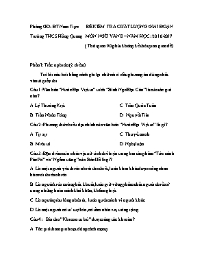 Đề kiểm tra chất lượng giai đoạn III môn Ngữ văn Lớp 8 - Năm học 2016-2017 - Phòng giáo dục và đào tạo Nam Trực (Có đáp án)